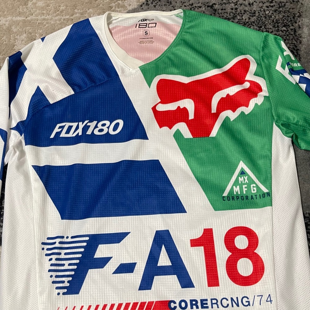 Fox Racing 180 Jersey Men Small White Blue Motocross MX Biker Racing Gear Shirt - Picture 15 of 16